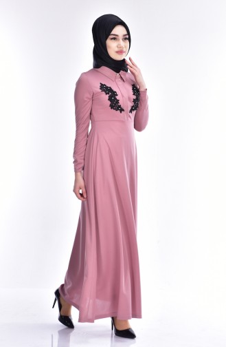 Beige-Rose Hijab Kleider 2100-05