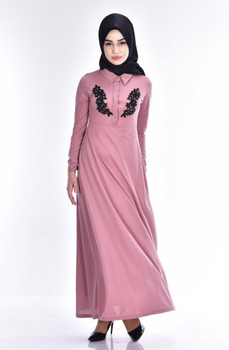 Beige-Rose Hijab Kleider 2100-05