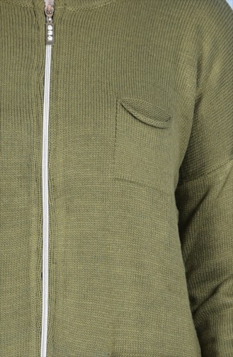 Sweater with Zipper and Pockets 1513-02 Khaki 1513-02
