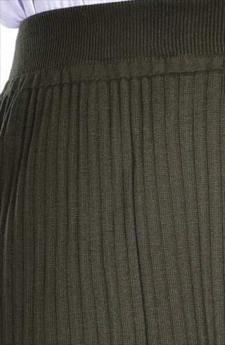 Pleated Knitwear Skirt 3978-02 Khaki 3978-02