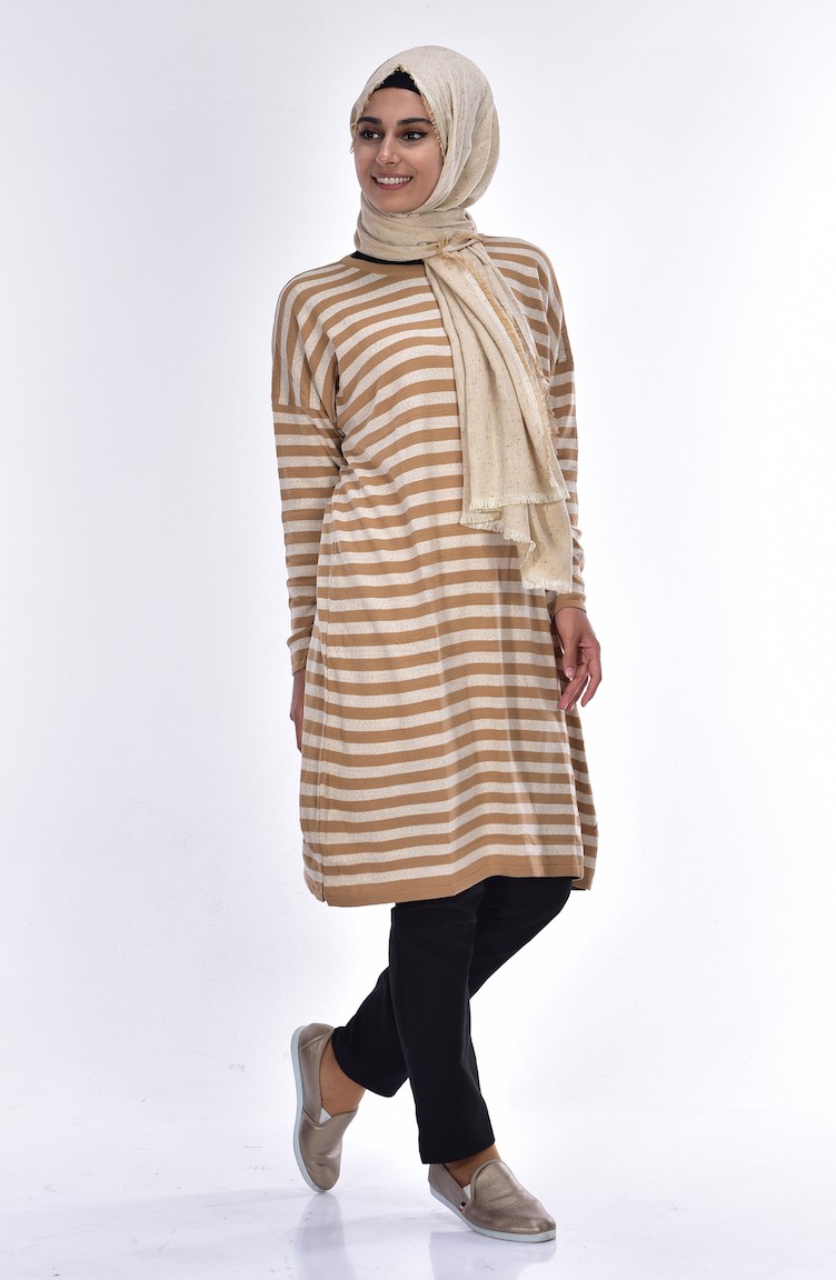 Bebe yarasa kol çizgili tunik modeli Bebe yarasa kol çizgili tunik modeli