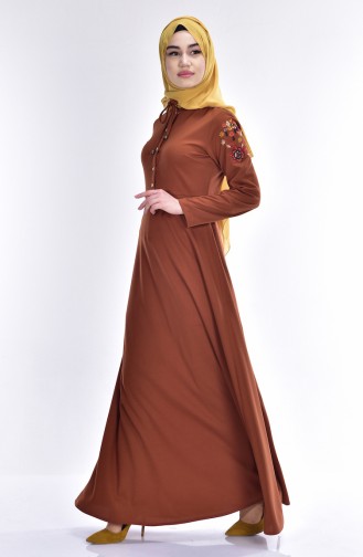 Dunkel-Tabak Hijab Kleider 8082-12