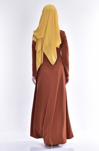 Dunkel-Tabak Hijab Kleider 8082-12