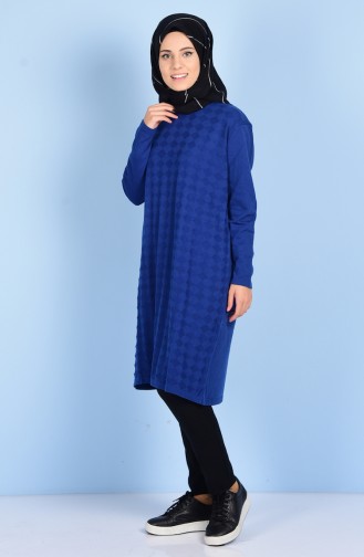 Desenli Triko Tunik 1506-10 Saks