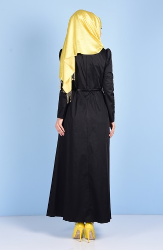 Pileli Elbise 2834-01 Siyah