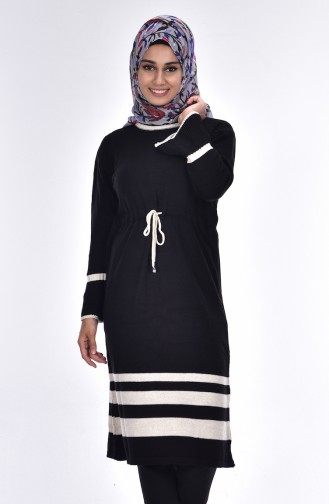 Belden Büzgülü Triko Tunik 7616-11 Siyah 7616-11