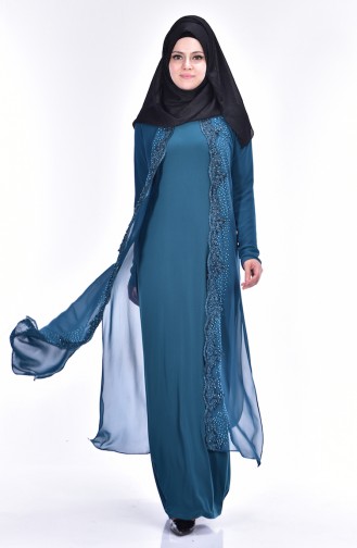 Robe İmprimée de Pierre 7540-02 Vert emeraude 7740-02