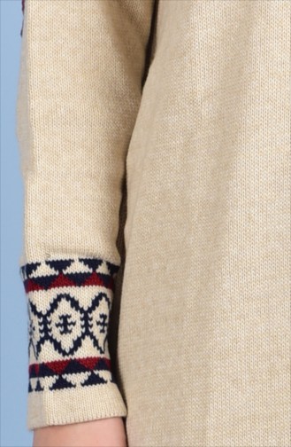 Decorated Knitwear Tunic 1505-03 Beige 1505-03