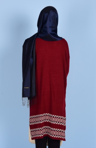 Decorated Knitwear Tunic 1505-02 Claret Red 1505-02