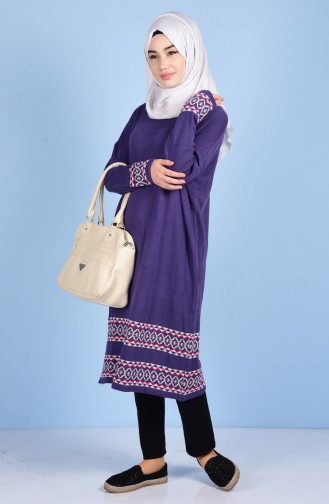 Decorated Knitwear Tunic 1505-07 Violet 1505-07