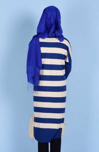 Striped Sweater with Zipper 1509-01 Saxon Blue 1509-01