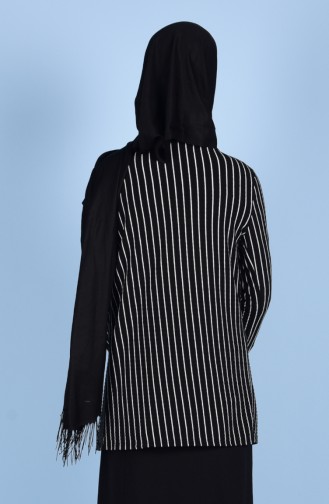 Striped Decorated Jacket 6011-02 Black 6011-02