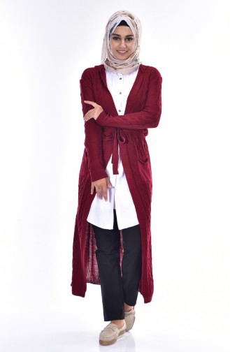 Knitwear Sweater with Hood 3203-02 Claret Red 3203-02