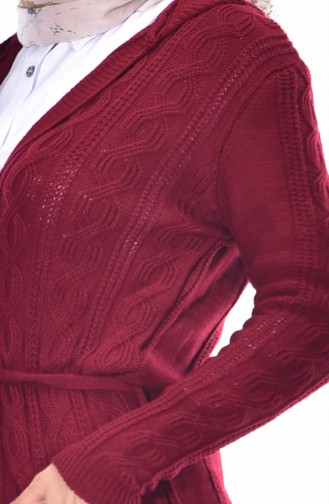 Knitwear Sweater with Hood 3203-02 Claret Red 3203-02