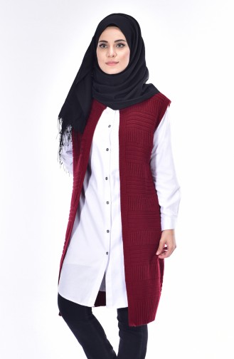 Triko Yelek 1076-09 Bordo
