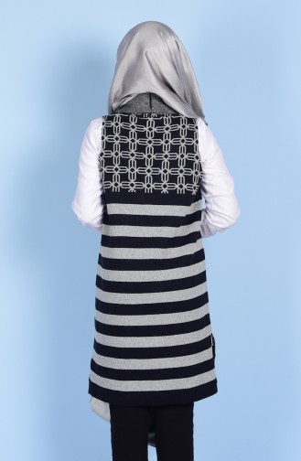Desenli Triko Yelek 1051-06 Lacivert
