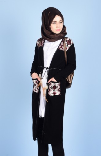 Gilet Tricot avec Poches 12020-05 Noir 12020-05