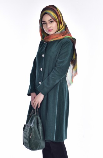 Buttoned Coat with Belt 7001-02 Jade Green 7001-02