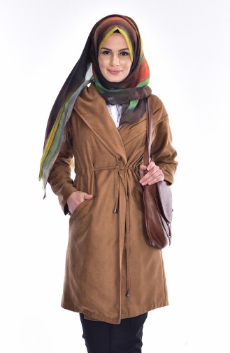 Kapüşonlu Ceket 6350-06 Camel
