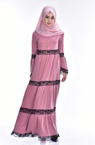 Beige-Rose Hijab Kleider 4176-06