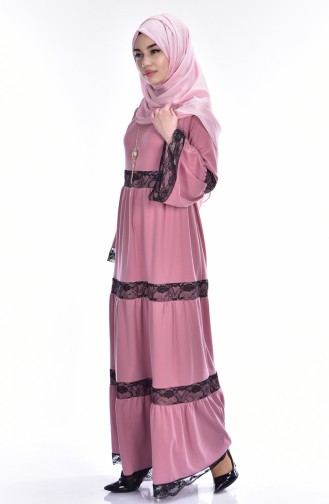 Beige-Rose Hijab Kleider 4176-06