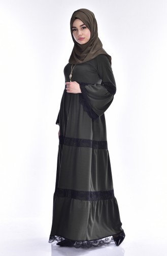 Khaki Hijab Dress 4176-01