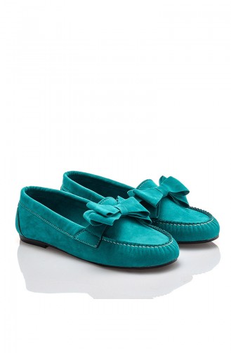 Turquoise Woman Flat Shoe 605-2