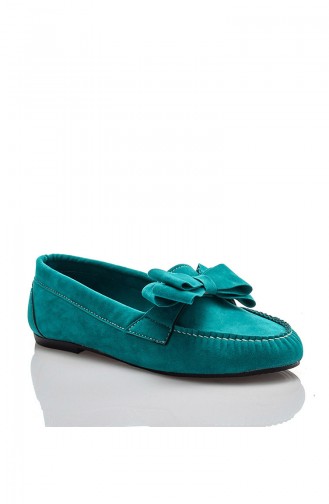 Turquoise Woman Flat Shoe 605-2