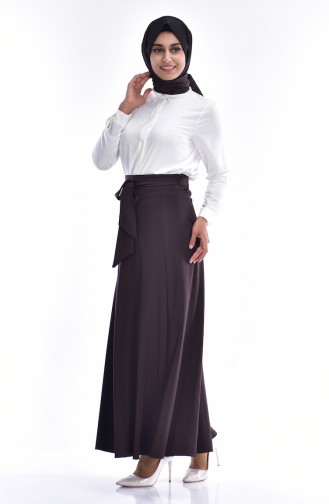 Skirt with Belt 3073-02 Brown 3073-02
