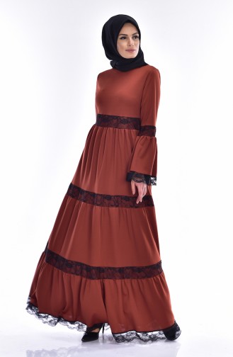 Brick Red Hijab Dress 4176-03