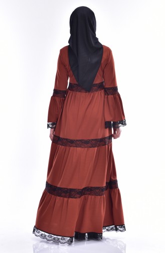 Brick Red Hijab Dress 4176-03