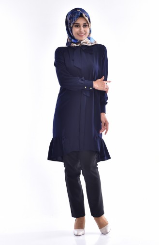 Asimetric Ruched Tunic 4010-01 Navy Blue 4010-01