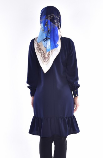 Asimetric Ruched Tunic 4010-01 Navy Blue 4010-01