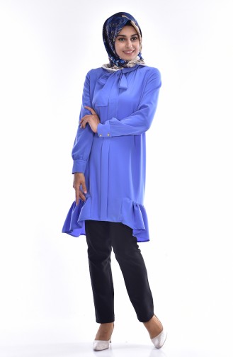 Asimetric Ruched Tunic 4010-04 Blue 4010-04