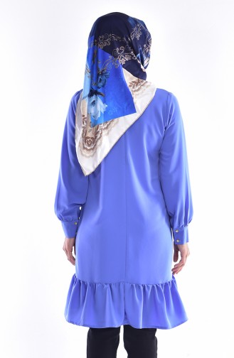 Asymmetrische Gerafte Tunika 4010-04 Blau 4010-04