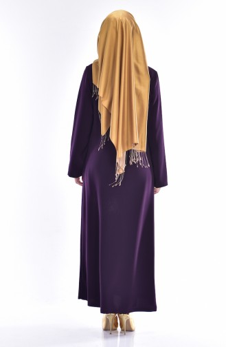 Abaya with Zipper 0079-01 Purple 0079-01