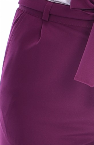 Straight Leg Trousers with Belt 5050-07 Maroon 5050-07