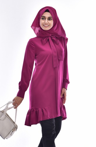 Asimetric Ruched Tunic 4010-02 Maroon 4010-02