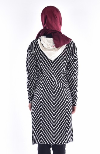 Gilet Tricot a Motifs et Fermeture 1338-02 Noir 1338-02