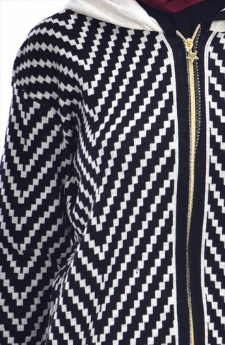 Gilet Tricot a Motifs et Fermeture 1338-02 Noir 1338-02