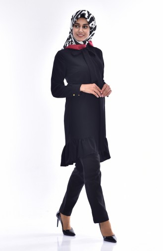 Asimetric Ruched Tunic 4010-06 Black 4010-06