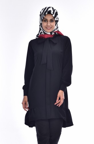 Asimetric Ruched Tunic 4010-06 Black 4010-06