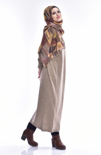 Knitwear Long Tunic with Pearls 7317-04 Mink 7317-04