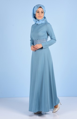 Light Blue Hijab Dress 6060-10