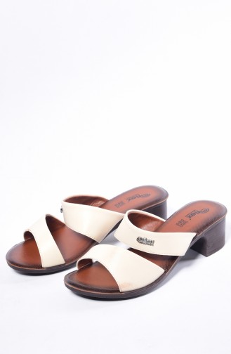 Womens Slippers with Heels 50101-02 Beige 50101-02