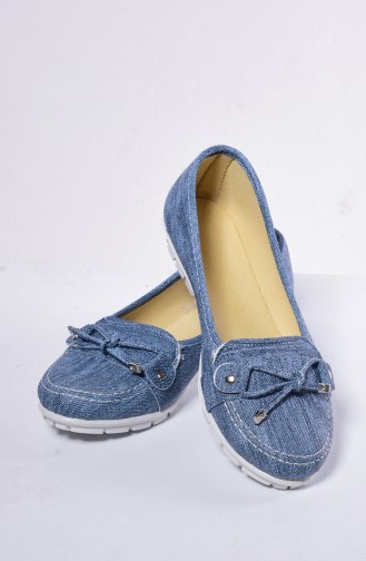 حذاء مسطح أزرق جينز 50105-02