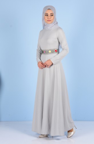 Gray Hijab Dress 6068-08