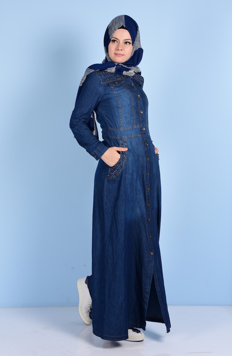 Printed hotsell denim abaya