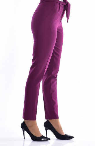 Straight Leg Trousers with Belt 5050-07 Maroon 5050-07