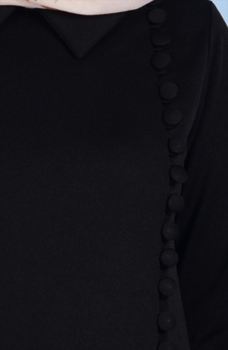 Yakalı Düğmeli Elbise 1916-01 Siyah